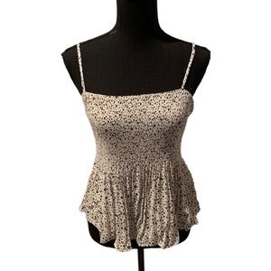 Lush Spagetti Strap Top White with Black Print XS